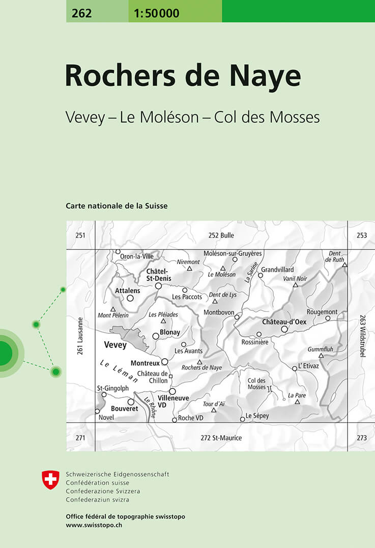 Online bestellen: Wandelkaart - Topografische kaart 262 Rochers de Naye | Swisstopo