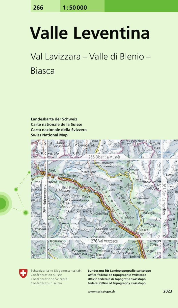 Online bestellen: Wandelkaart - Topografische kaart 266 Valle Leventina | Swisstopo
