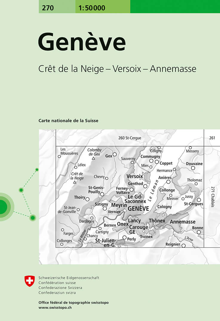 Online bestellen: Wandelkaart - Topografische kaart 270 Genève | Swisstopo