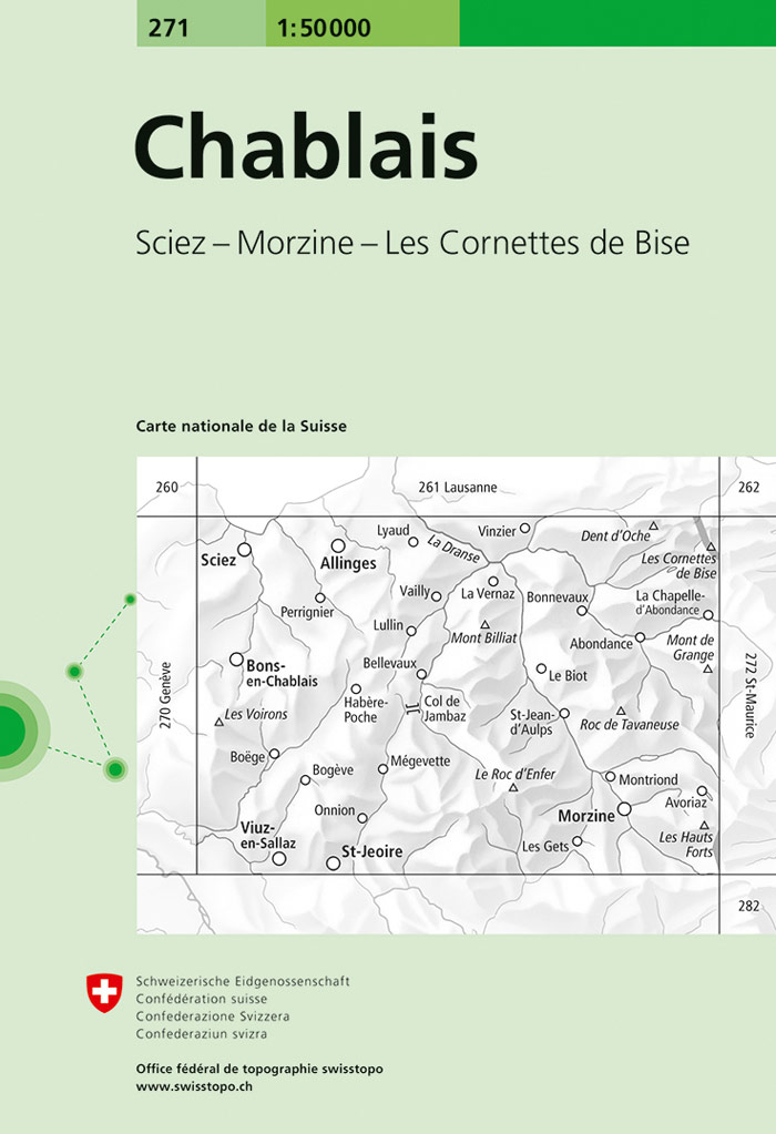 Online bestellen: Wandelkaart - Topografische kaart 271 Chablais | Swisstopo