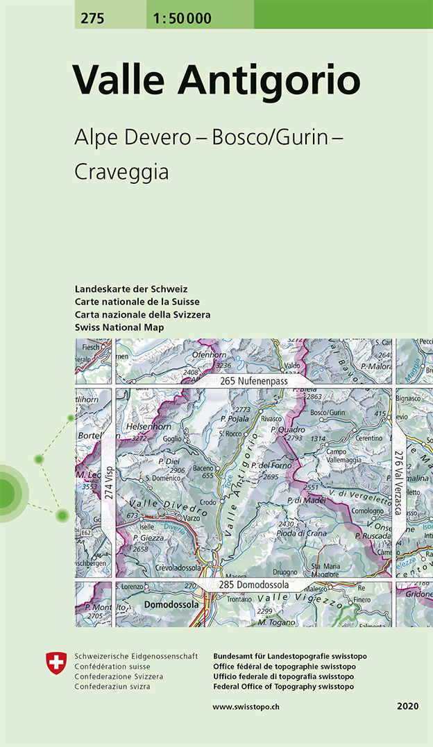 Online bestellen: Wandelkaart - Topografische kaart 275 Valle Antigorio | Swisstopo
