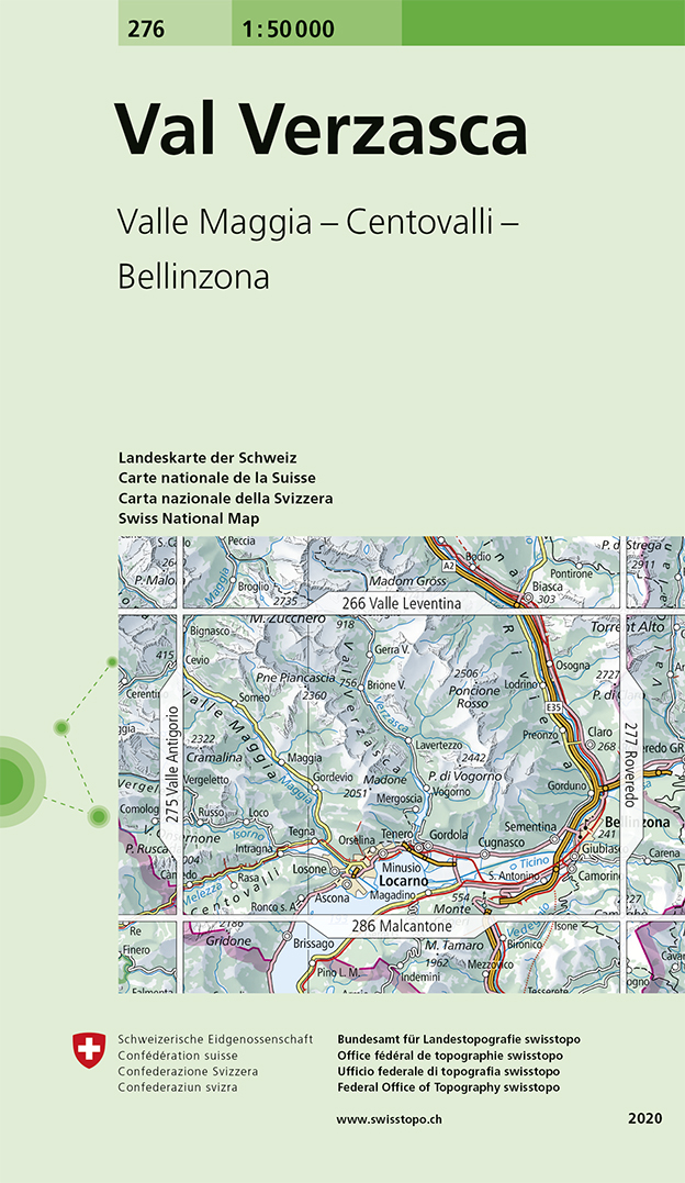 Online bestellen: Wandelkaart - Topografische kaart 276 Val Verzasca | Swisstopo
