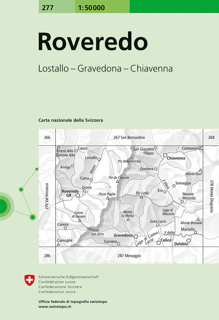 Online bestellen: Wandelkaart - Topografische kaart 277 Roveredo | Swisstopo