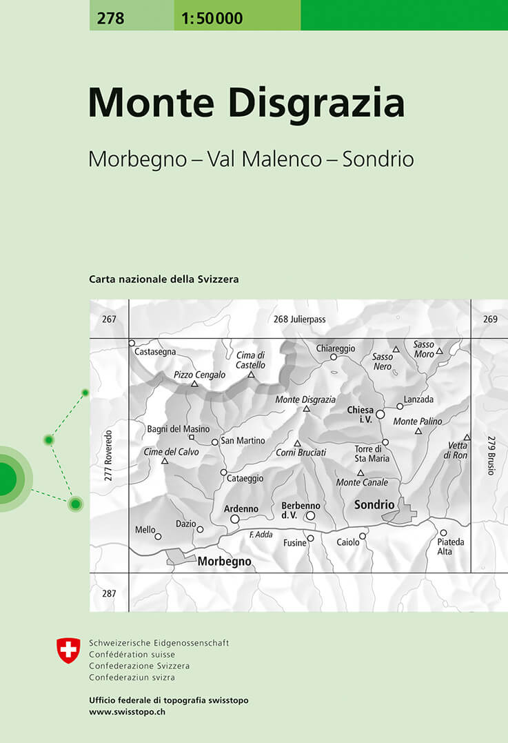 Online bestellen: Wandelkaart - Topografische kaart 278 Monte Disgrazia | Swisstopo