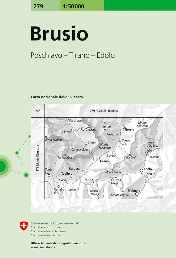 Online bestellen: Wandelkaart - Topografische kaart 279 Brusio | Swisstopo