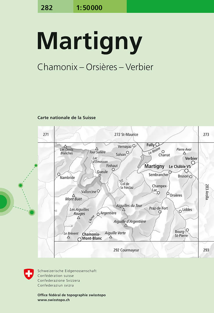 Online bestellen: Wandelkaart - Topografische kaart 282 Martigny | Swisstopo