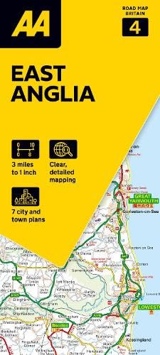 Online bestellen: Wegenkaart - landkaart 4 Road Map Britain East Anglia | AA Publishing