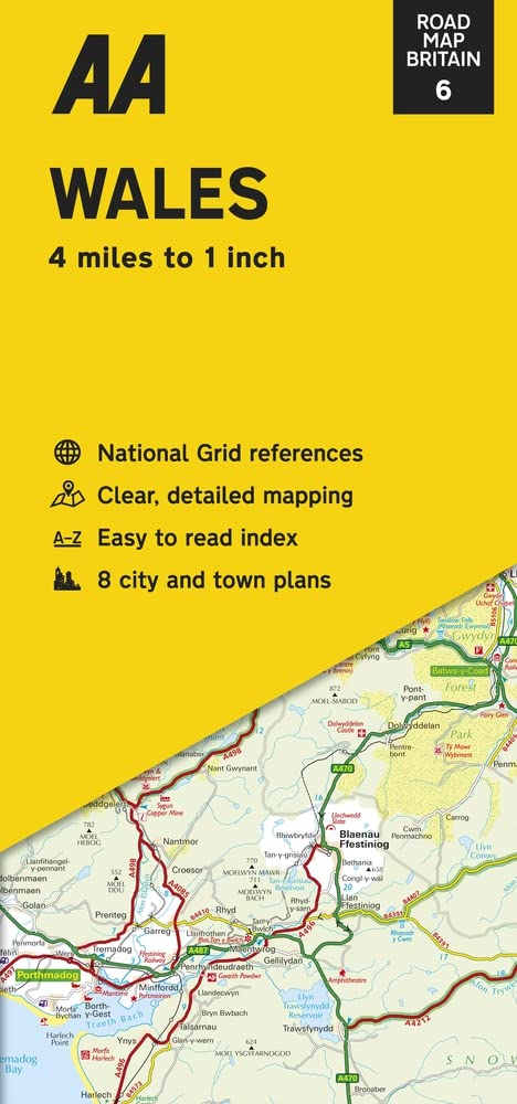 Online bestellen: Wegenkaart - landkaart 6 Road Map Britain Wales | AA Publishing