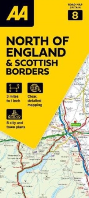 Online bestellen: Wegenkaart - landkaart 8 Road Map Britain North of England & Scottish Borders | AA Publishing