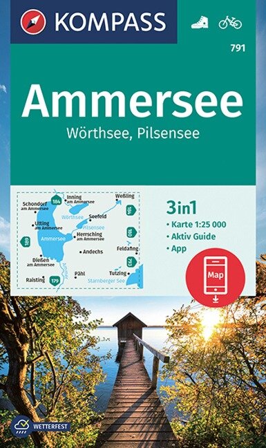 Online bestellen: Wandelkaart 791 Ammersee | Kompass
