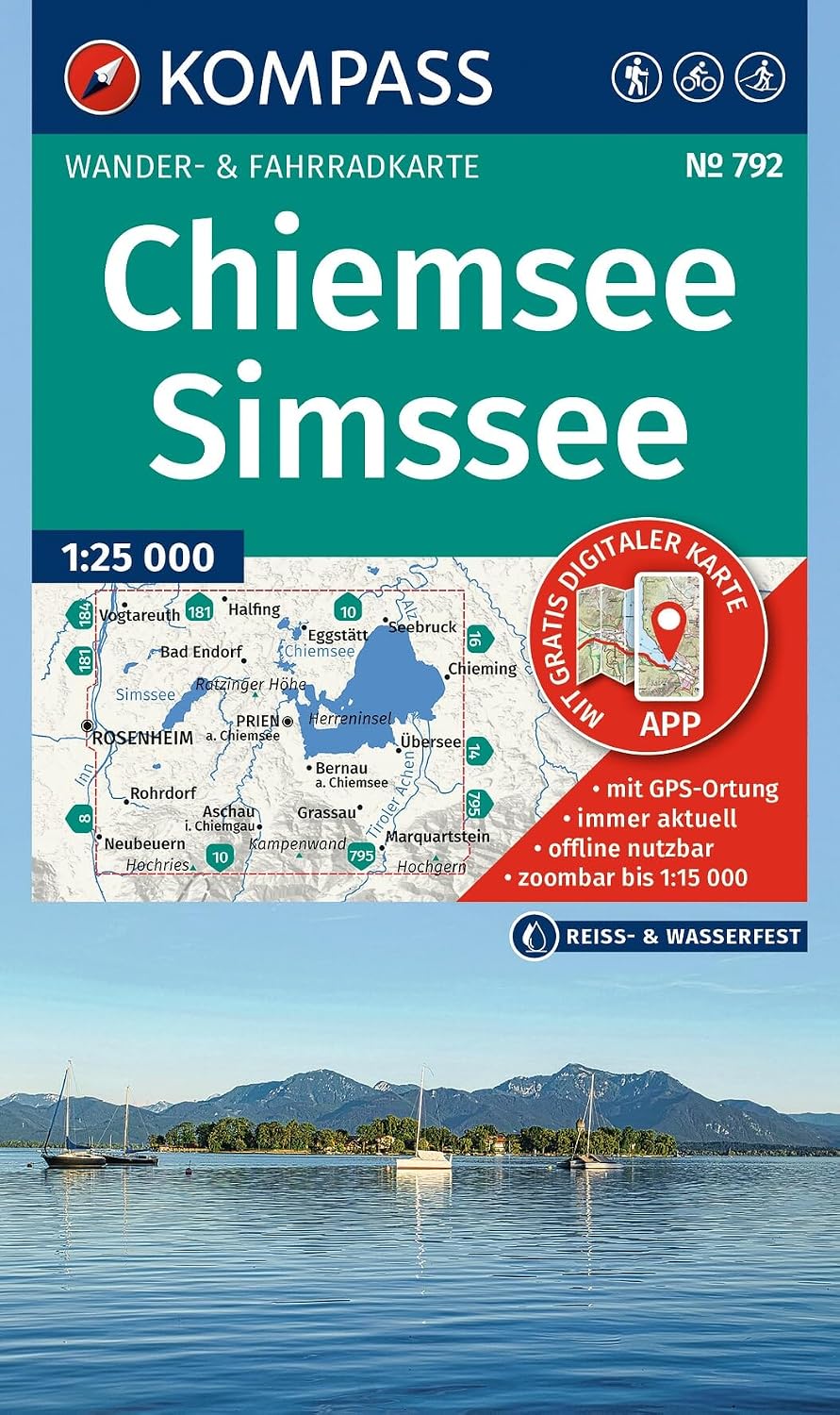 Wandelkaart 792 Chiemsee - Simssee | Kompass