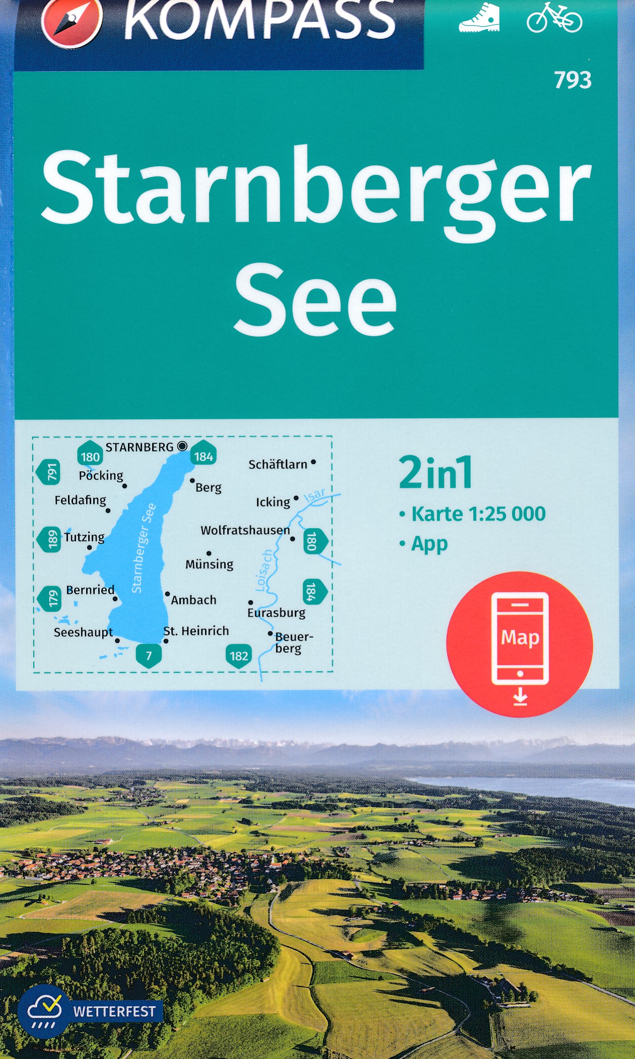 Online bestellen: Wandelkaart 793 Starnberger See | Kompass