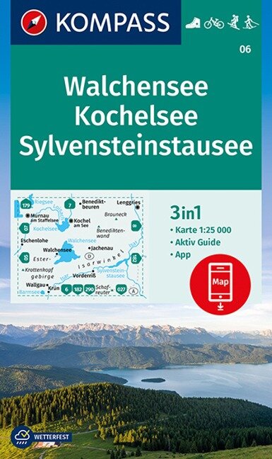Online bestellen: Wandelkaart 06 Walchensee - Kochelsee - Sylvensteinstausee | Kompass
