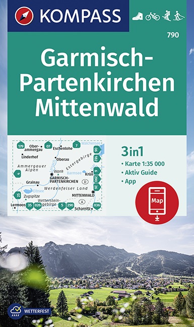 Online bestellen: Wandelkaart 790 Garmisch-Partenkirchen , Mittenwald | Kompass