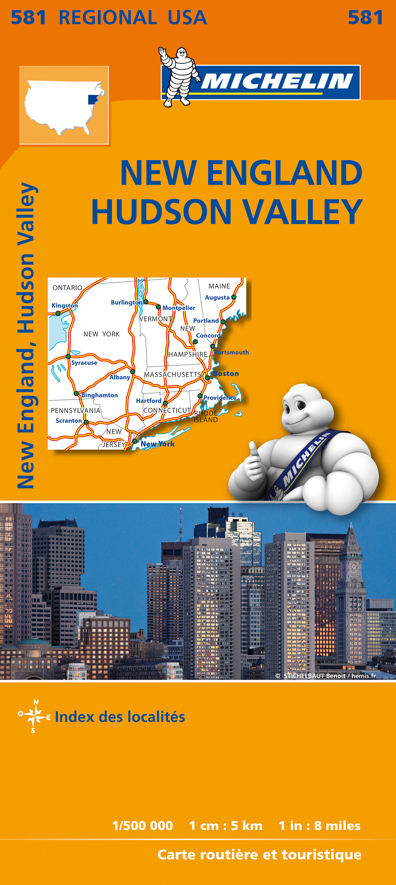 Online bestellen: Wegenkaart - landkaart 581 New England - Hudson Valley | Michelin