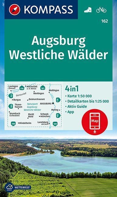 Online bestellen: Wandelkaart 162 Augsburg - Westliche Wälder | Kompass