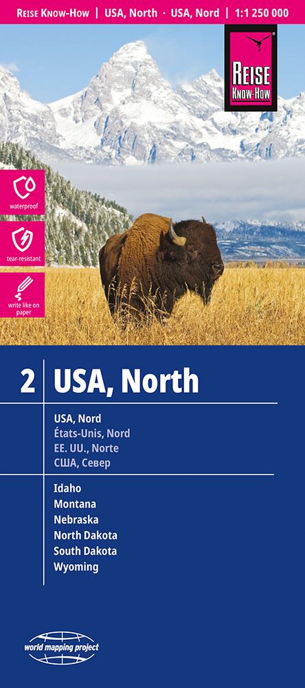 Online bestellen: Wegenkaart - landkaart 02 USA . Noord: Idaho - Montana - Wyoming - North Dakota - South Dakota - Nebraska | Reise Know-How Verlag