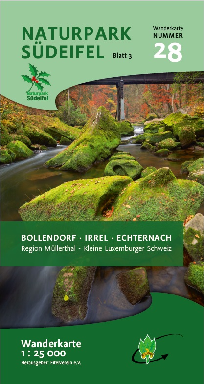 Online bestellen: Wandelkaart 28 Naturpark Südeifel Blatt (Süd) Irrel, Bollendorf, Echternach | Eifelverein
