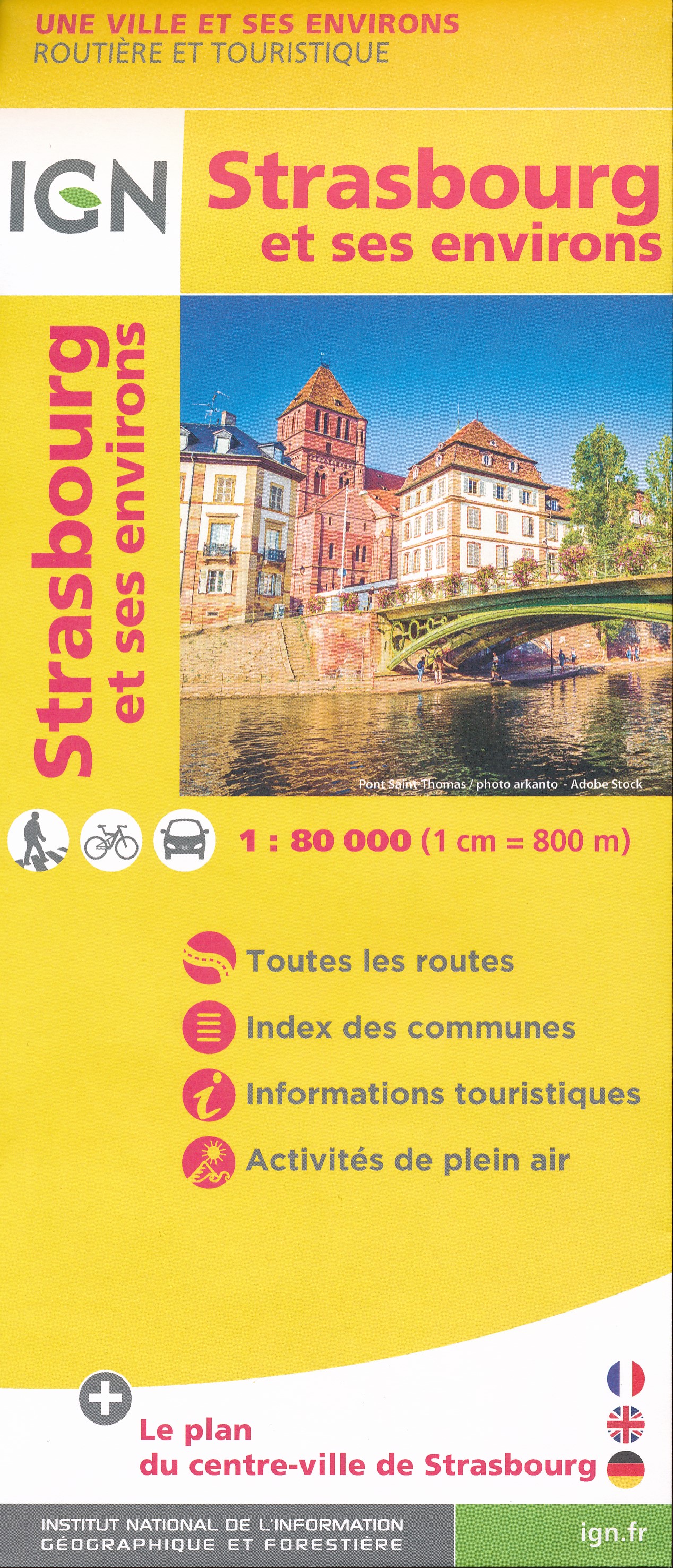 Online bestellen: Wegenkaart - landkaart - Fietskaart - Stadsplattegrond Strasbourg | IGN - Institut Géographique National