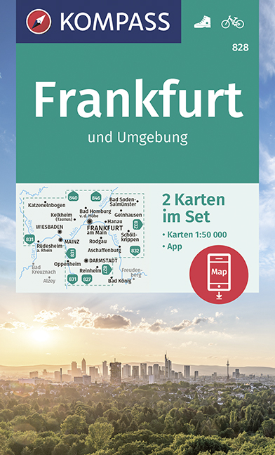 Online bestellen: Wandelkaart 828 Frankfurt und Umgebung | Kompass