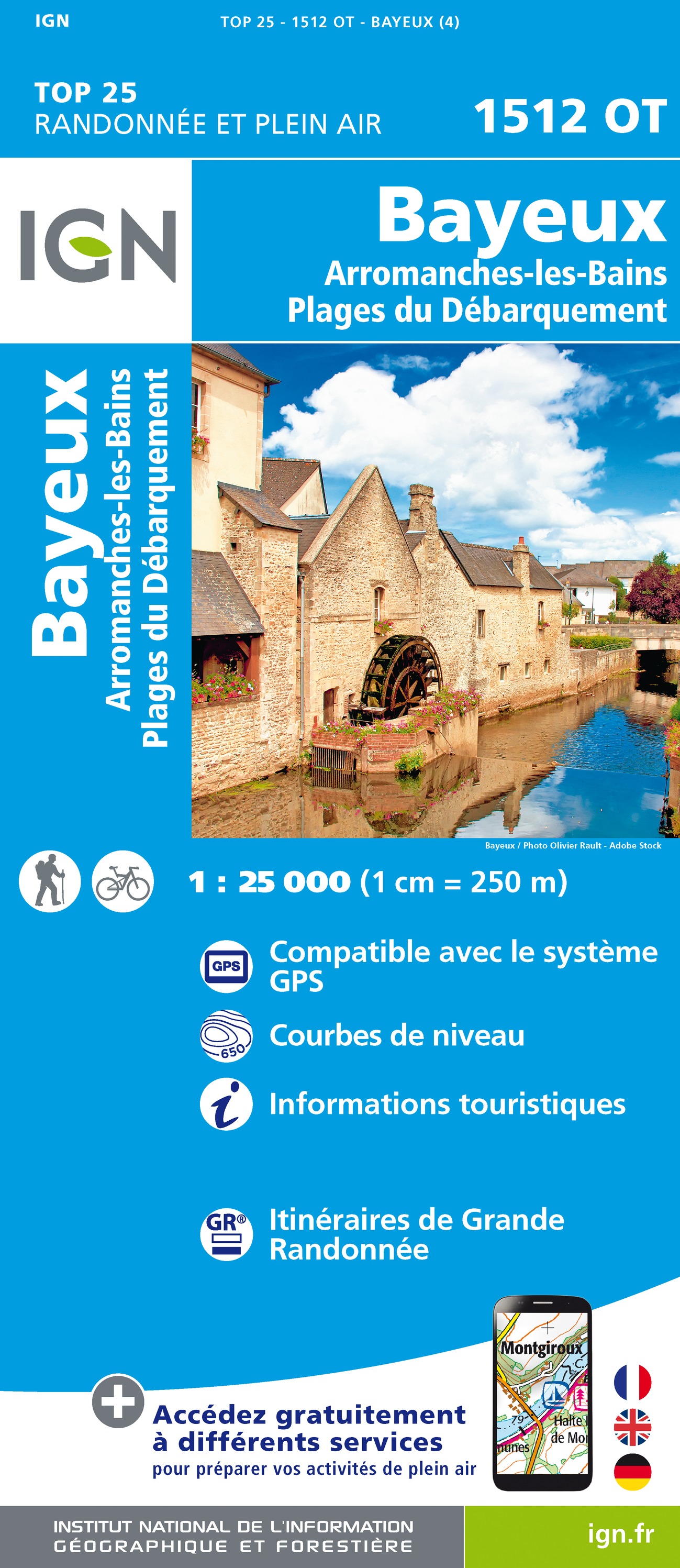 Online bestellen: Wandelkaart - Topografische kaart 1512OT Bayeux Arromanches Les Bains Plages - Normandië | IGN - Institut Géographique National