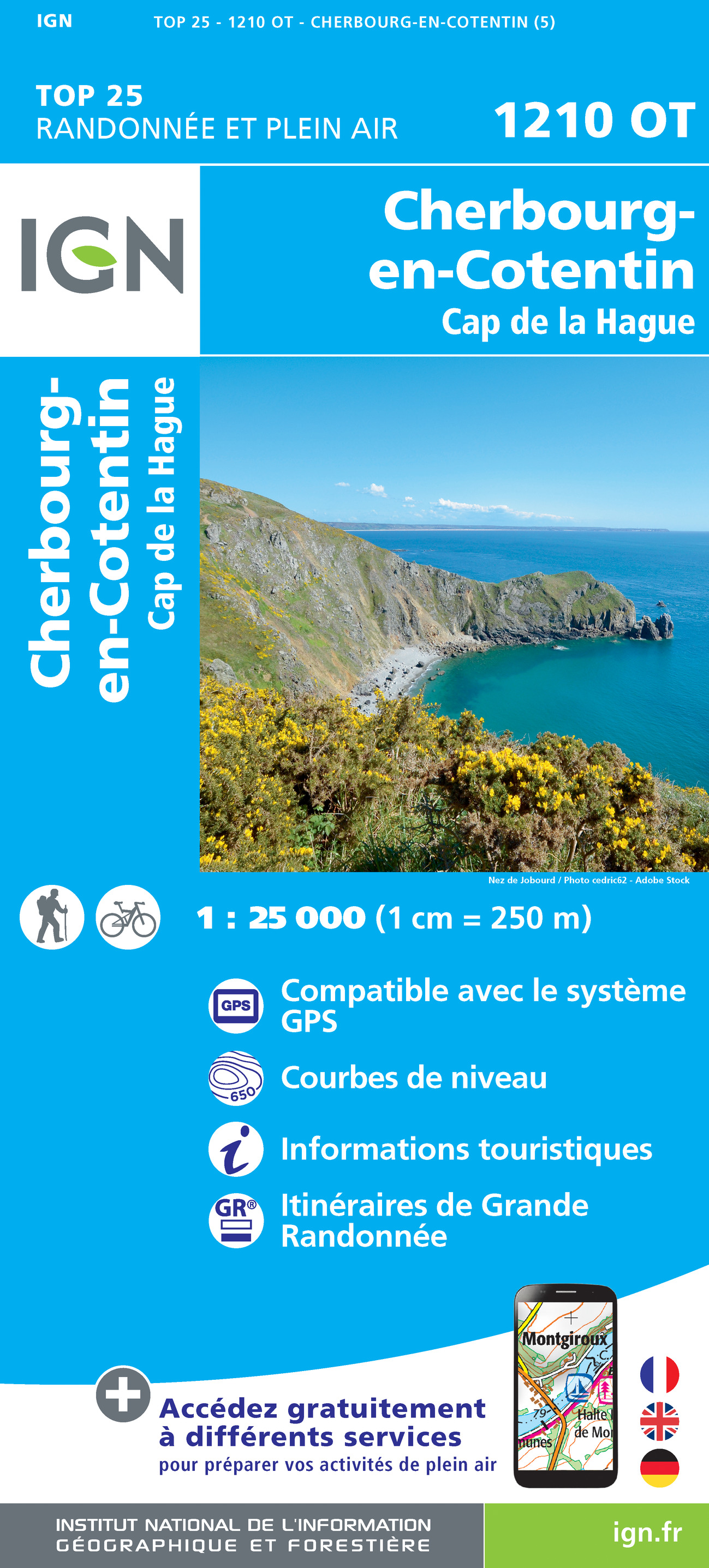 Online bestellen: Wandelkaart - Topografische kaart 1210OT Cherbourg-en-Cotentin, Cap de la Hague | IGN - Institut Géographique National