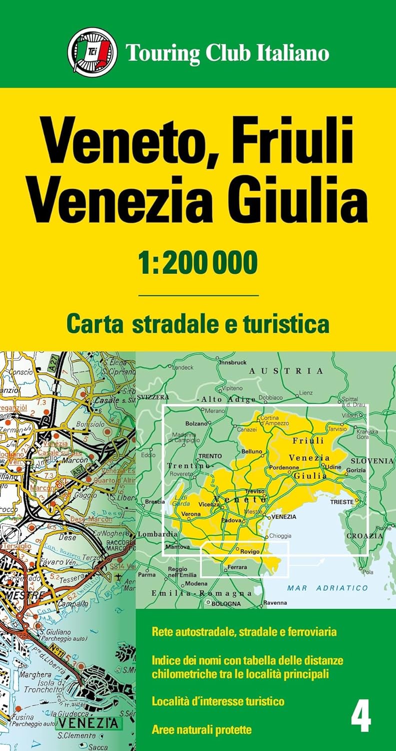 Fietskaart - Wegenkaart - landkaart 4 Veneto, Friuli Venezia | Touring