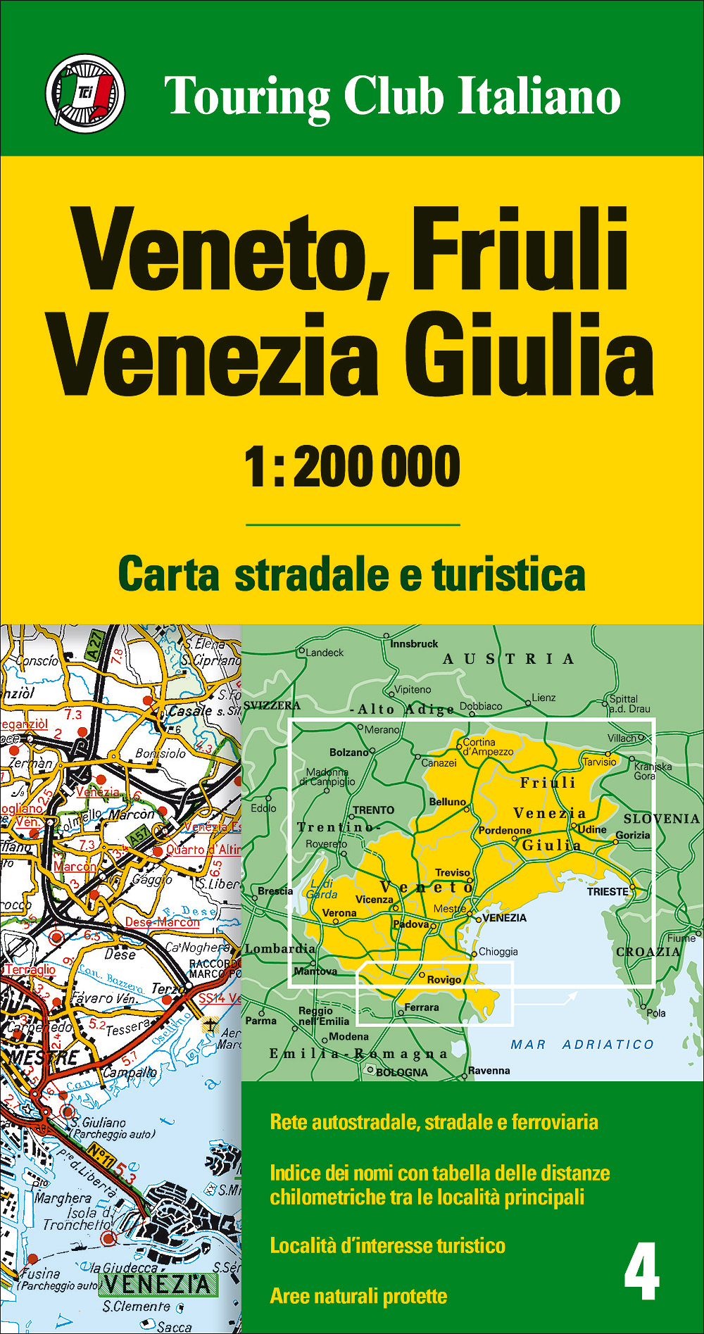 Online bestellen: Fietskaart - Wegenkaart - landkaart 04 Veneto, Friuli Venezia | Touring Club Italiano