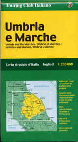 Wegenkaart - landkaart Umbria e Marche - Umbrië, Umbrie en Marken fietskaart | Touring club Italiano TCI 1:200.000 |