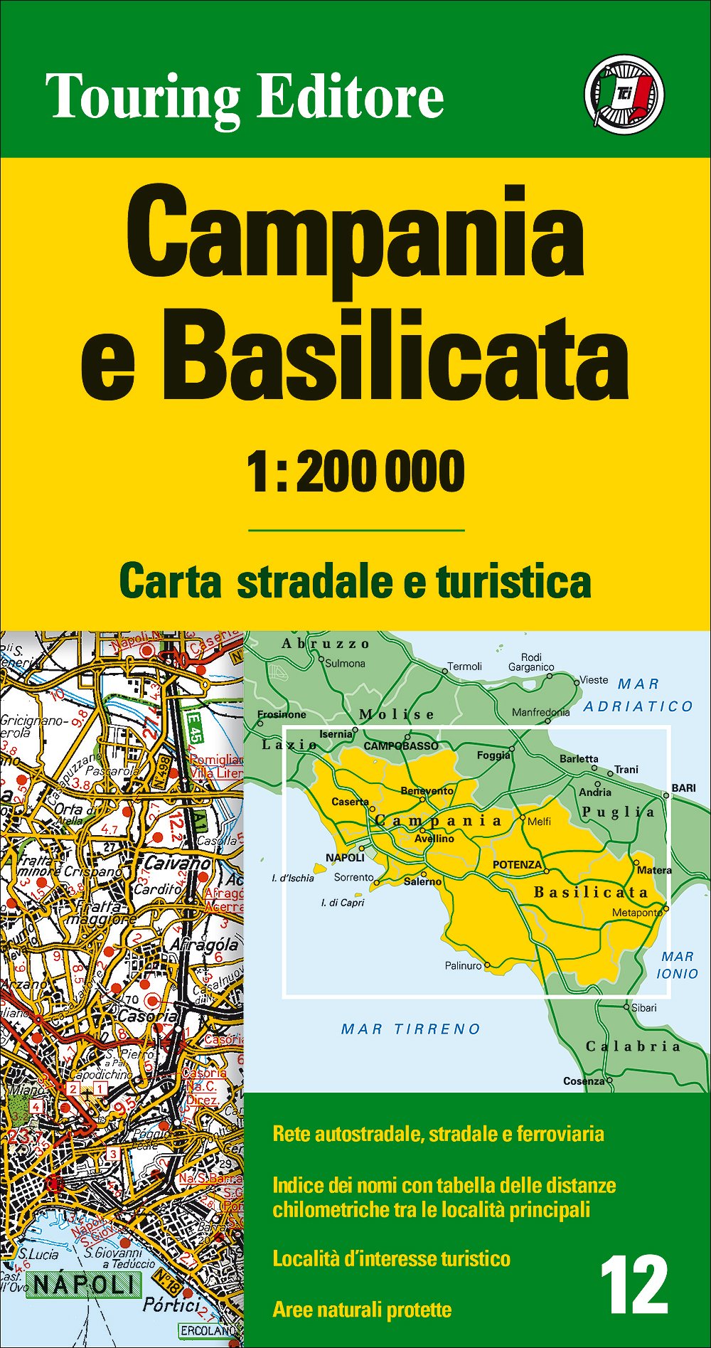 Fietskaart - Wegenkaart - landkaart 12 Campania e Basilicata, Campanië, Campanie | Touring Club Italiano de zwerver