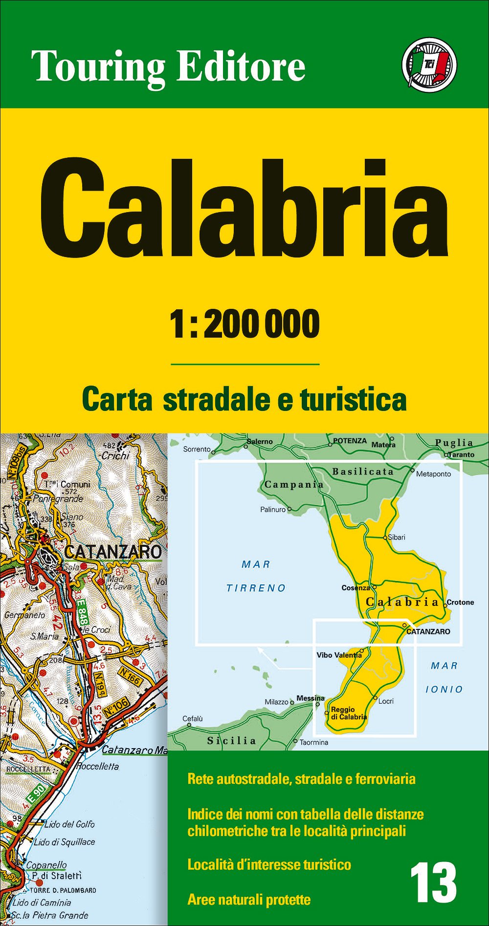 Online bestellen: Fietskaart - Wegenkaart - landkaart 13 Calabria, Calabrië, Calabrie | Touring Club Italiano