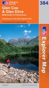 384 Wandelkaart - topografische kaart Glen Coe & Glen Etive Map Ballachulish & Kinlochleven - Explorer 384 | Ordnance Survey |