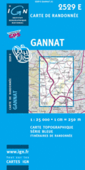 Wandelkaart 2529E - 2529 E Gannat ( Auvergne - Allier) topografische kaart | IGN | 
