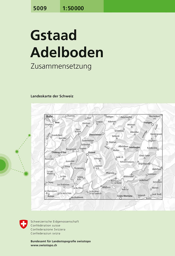 Online bestellen: Wandelkaart - Topografische kaart 5009 Gstaad - Adelboden | Swisstopo