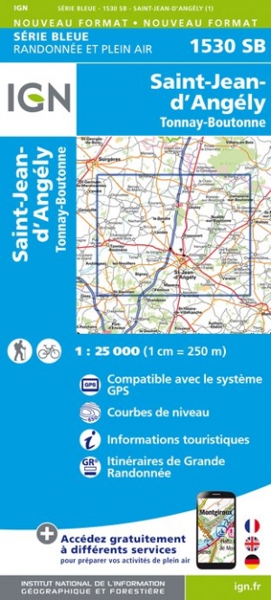 Online bestellen: Wandelkaart - Topografische kaart 1530SB Saint-Jean-d'Angély | IGN - Institut Géographique National