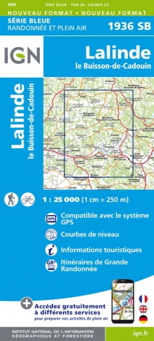 Online bestellen: Wandelkaart - Topografische kaart 1936SB Lalinde, le Buisson-de-Cadouin | IGN - Institut Géographique National
