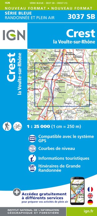 Online bestellen: Wandelkaart - Topografische kaart 3037SB Crest - La Voulte-sur-Rhône | IGN - Institut Géographique National