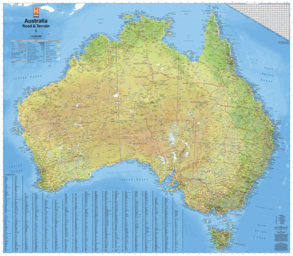 Mentaliteit Charles Keasing Alternatief Wegenkaart - landkaart Australië - natuurkundig -Australia Road & Terrain |  Hema Maps | 9781925625943 | Reisboekwinkel De Zwerver