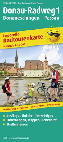 Online bestellen: Fietskaart Radwanderkarte Donau-Radweg 1 , Donaueschingen - Passau | Publicpress