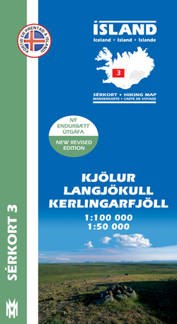 Wandelkaart 03 Serkort Kjölur - Langjökull - Kerlingrafjöll - IJsland | Mal og Menning de zwerver